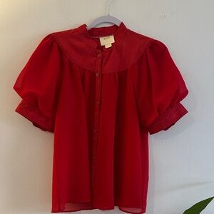 Maeve Red Button-Up Blouse - Preloved